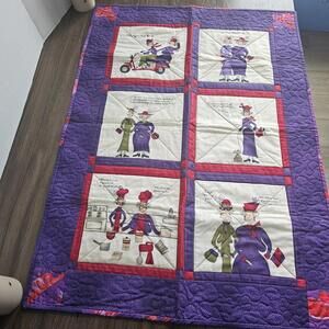 Red Hat Ladies Sofa Small Handmade Quilt